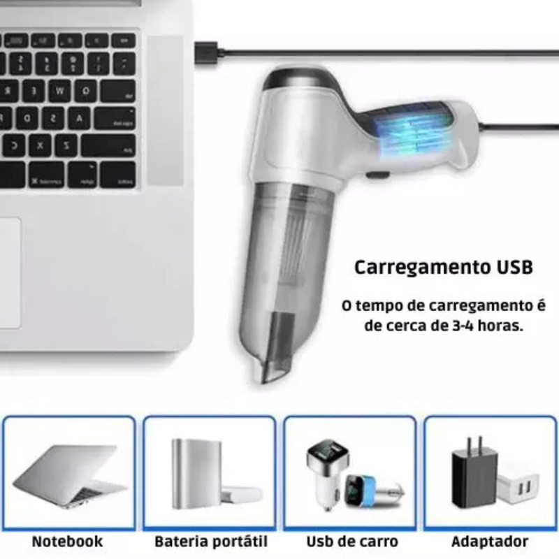 Aspirador De Pó Portátil Sem Fio 3 em 1